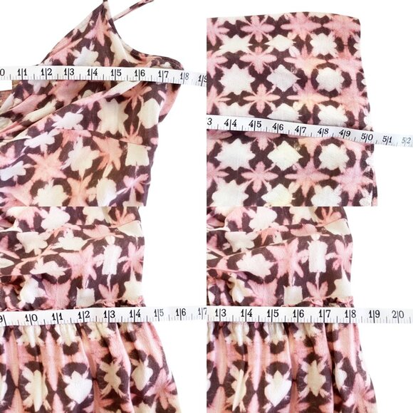 LOFT Sun Washed Floral Twist Tiered Midi Sundress Brown and Pink Women’s Size 12 - Picture 8 of 10